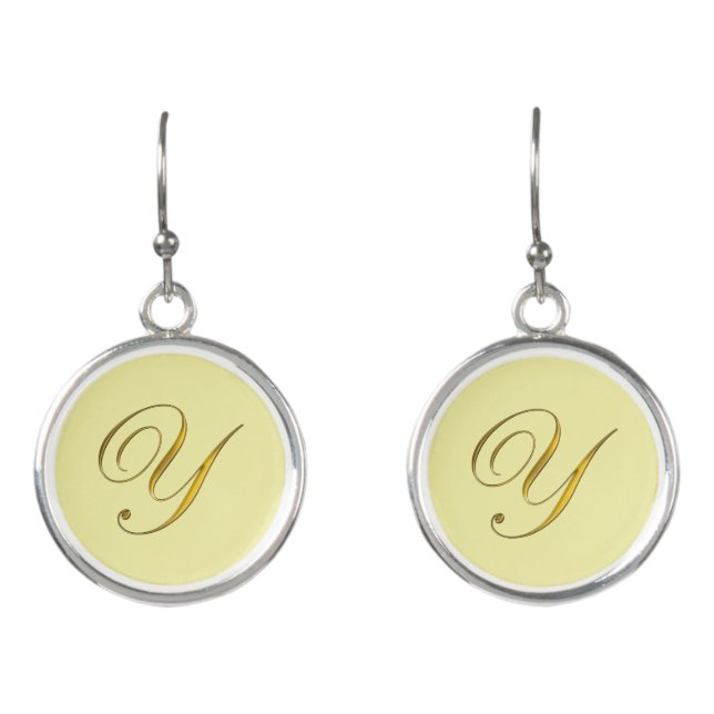 Gold Monogram Initial Y Earrings (Front)