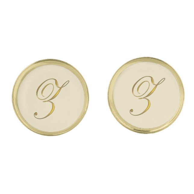 Gold Monogram Initial Z Cufflinks (Front)