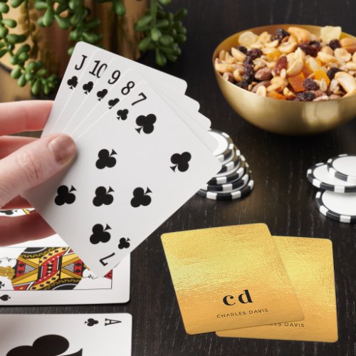 Gold monogram initials name playing cards