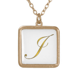 Gold Monogram J Initial Necklace