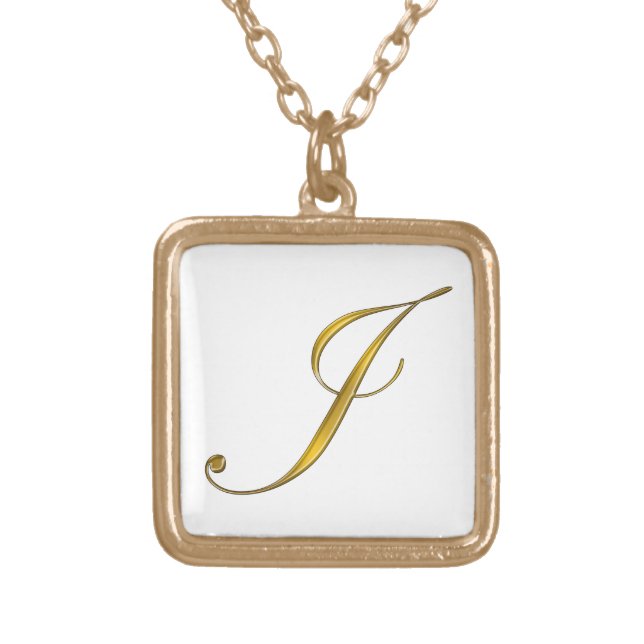 Gold Monogram J Initial Necklace (Front)