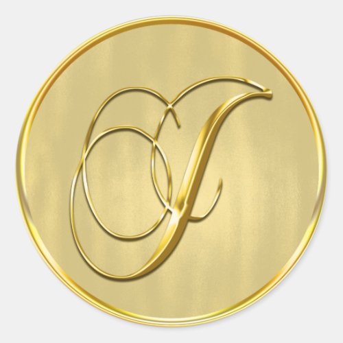 Gold Monogram J Seal Wedding Invitation Holiday