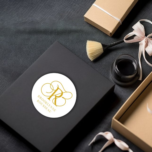 Gold Monogram Jewelry Designer  Classic Round Sticker (Creator Uploaded)