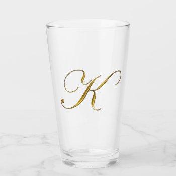 Gold Monogram K Glass by jasmingifts at Zazzle