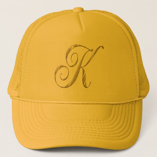 Gold Monogram K Initial Baseball cap hat | www.waterandnature.org