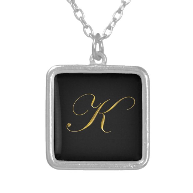 Gold Monogram K Initial Necklace (Front)
