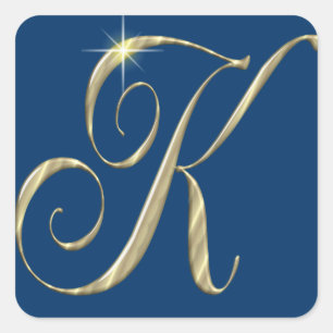 Gold monogram K initials Square Sticker