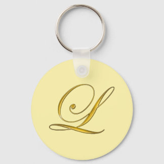 Gold Monogram L Customized Keychain