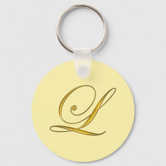 Gold Monogram L Customized Keychain (Front)