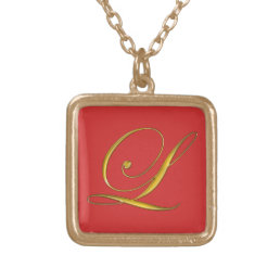 Gold Monogram L Initial Necklace