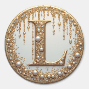 Gold Monogram L Ornate Letter Gift Classic Round Sticker