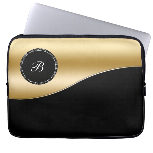 Gold Monogram Laptop Case (Front)
