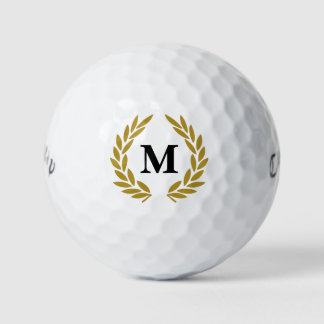 Gold Monogram Laurel Wreath Golf Balls