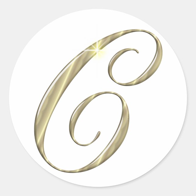 Gold Monogram Letter C Initials Classic Round Sticker (Front)