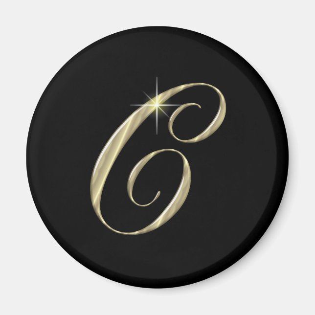 Gold Monogram Letter C Initials Magnet (Front)