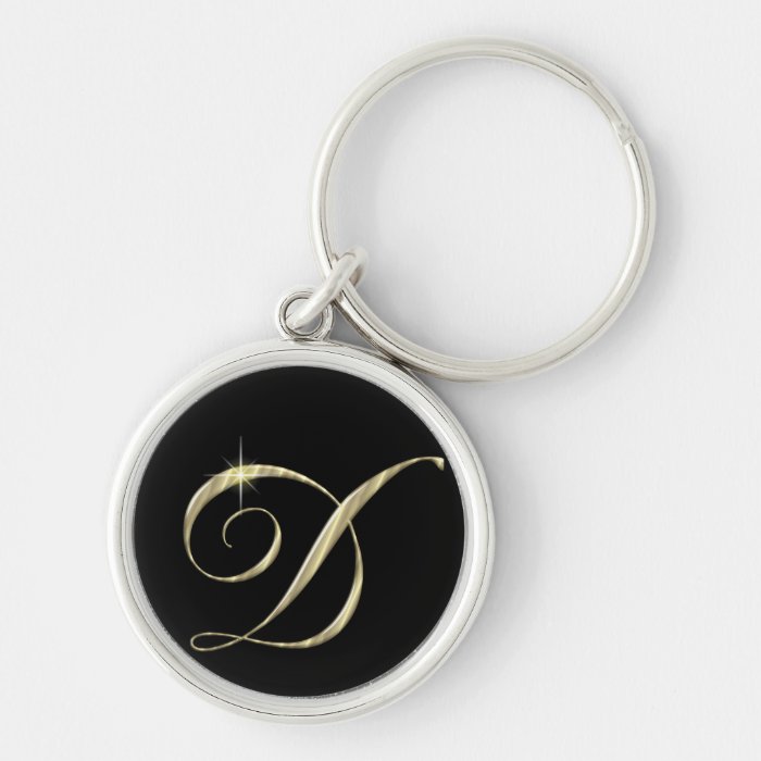 Gold Monogram Letter D Initials Key Chain