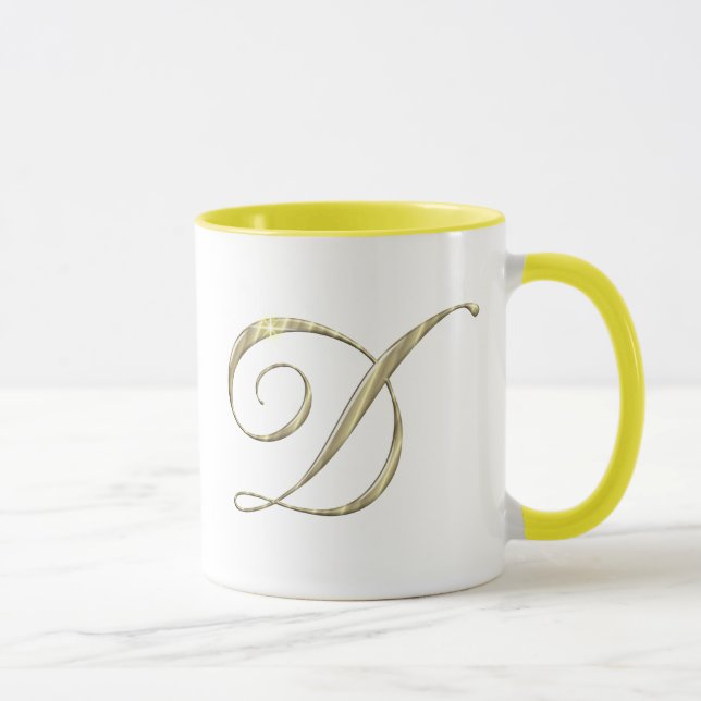 Gold Monogram Letter D Initials Mug (Right)