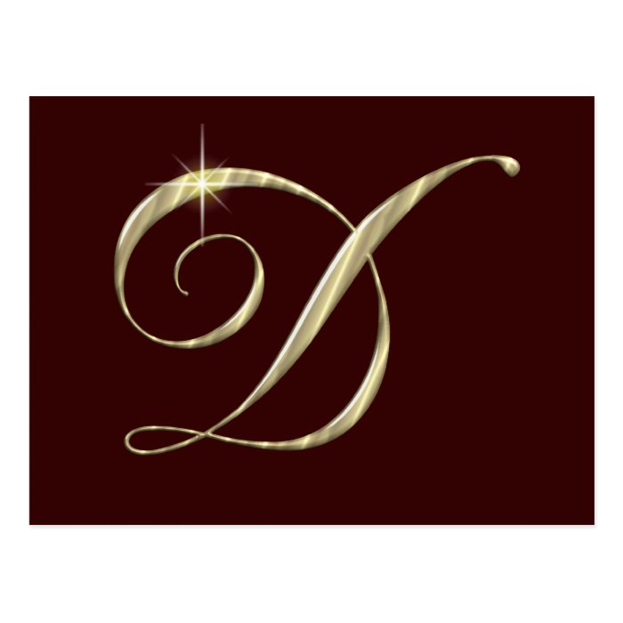 Gold Monogram Letter D Initials Post Card