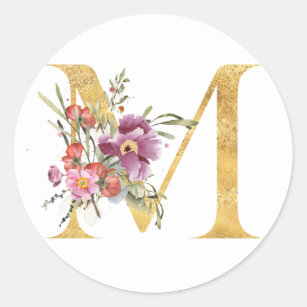 Monogram Letter M with Romantic Vintage Flowers Sticker for Sale by Trish  Dish