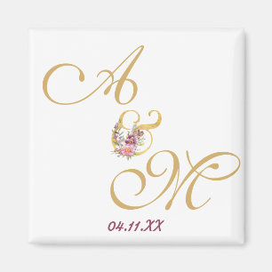 Gold MONOGRAM letter WEDDING PERSONALISED Magnet