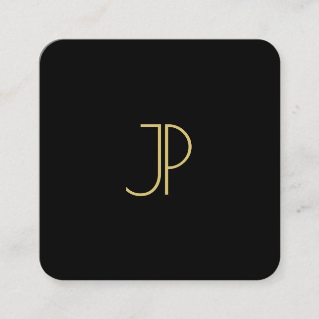 Gold Monogram Luxury Modern Elegant Template Square Business Card (Front)