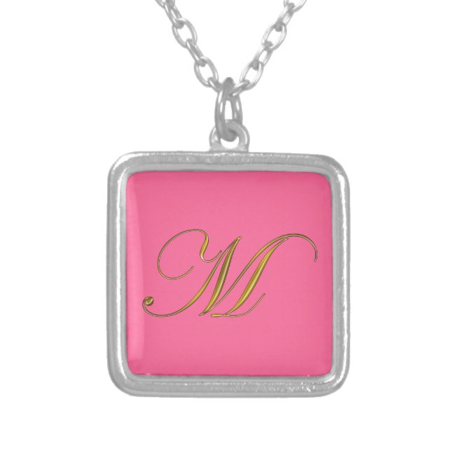 Gold Monogram M Initial Necklace (Front)