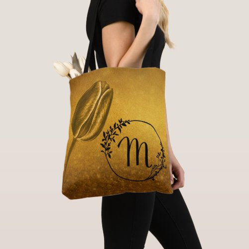 Gold Monogram M Tote Bag