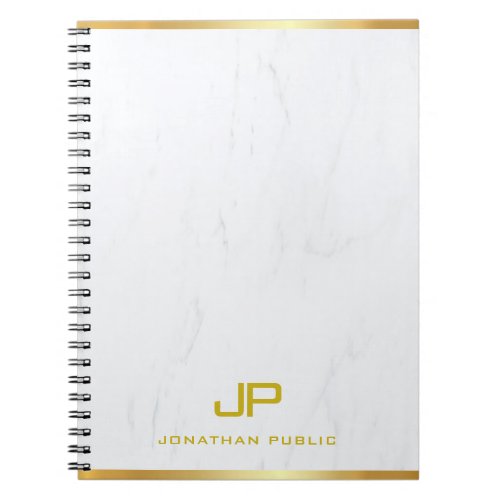 Gold Monogram Marble Modern Template Professional Notebook