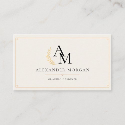 Gold Monogram Minimalist Modern Professional Busin Business Card