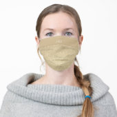 Gold Monogram Modern Glitter & Sparkle Adult Cloth Face Mask (Worn)