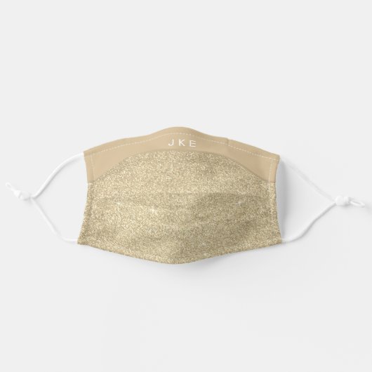 Gold Monogram Modern Glitter & Sparkle Adult Cloth Face Mask (Front, Unfolded)