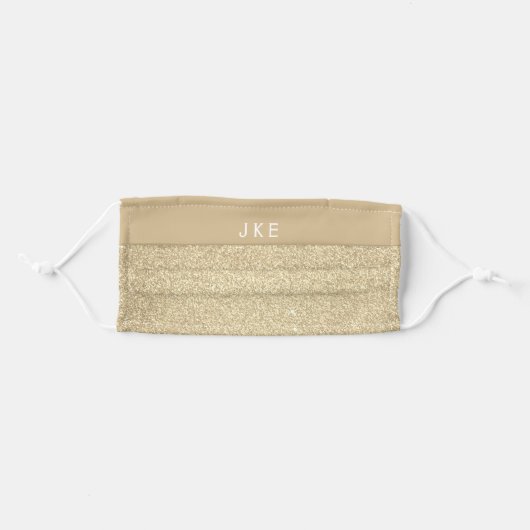 Gold Monogram Modern Glitter & Sparkle Adult Cloth Face Mask (Front, Folded)