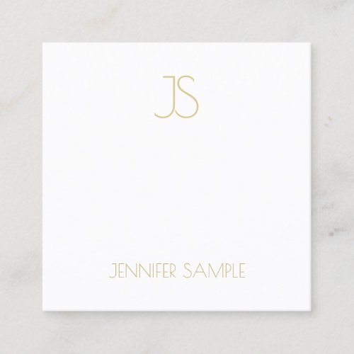 Gold Monogram Modern Simple Plain Sophisticated Square Business Card