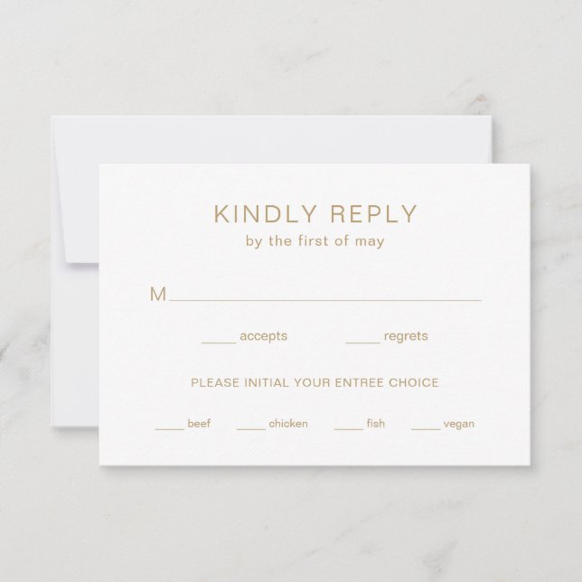 Gold Monogram Modern Wedding RSVP Card (Front)