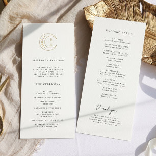 Gold Monogram Moon Celestial Wedding Program