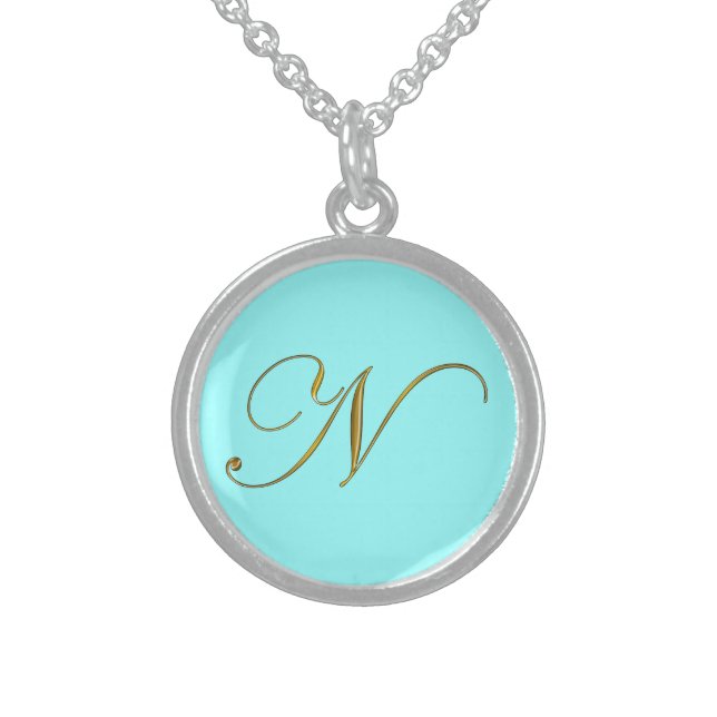 Gold Monogram N Initial Necklace (Front)