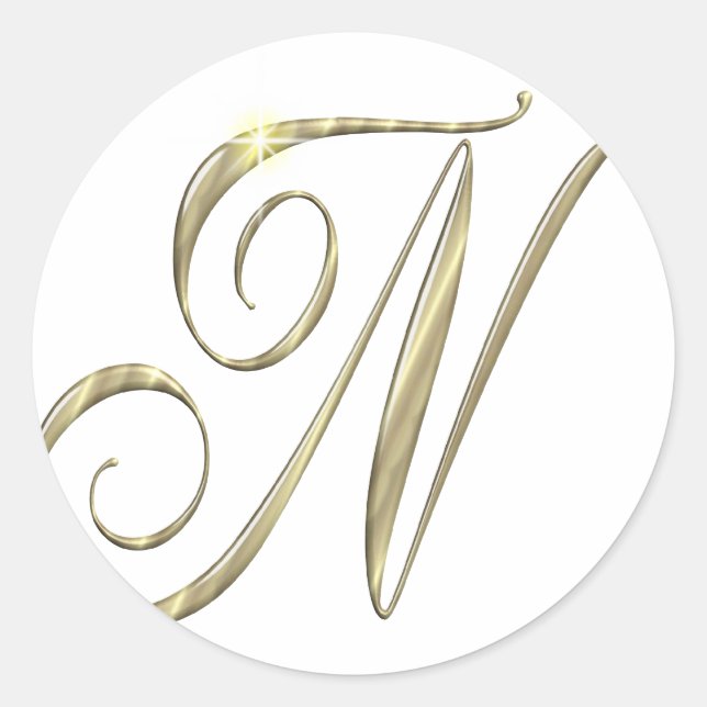 Gold monogram N initials merchandise Classic Round Sticker (Front)