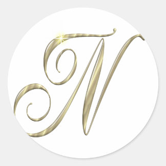 Gold monogram N initials merchandise Classic Round Sticker