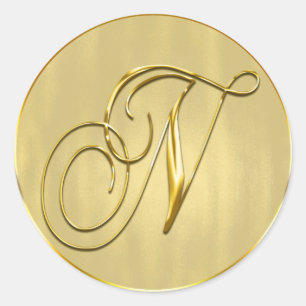 Gold Monogram N Seal Wedding Invitation Holiday
