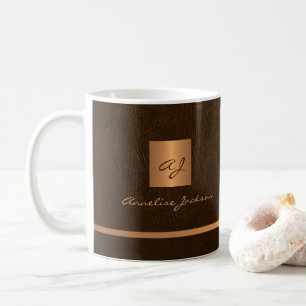 Gold monogram name personalized elegant coffee mug
