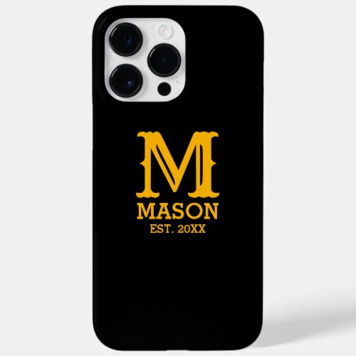 Gold Monogram Name Year Black Personalized Case_Mate iPhone 14 Pro Max Case