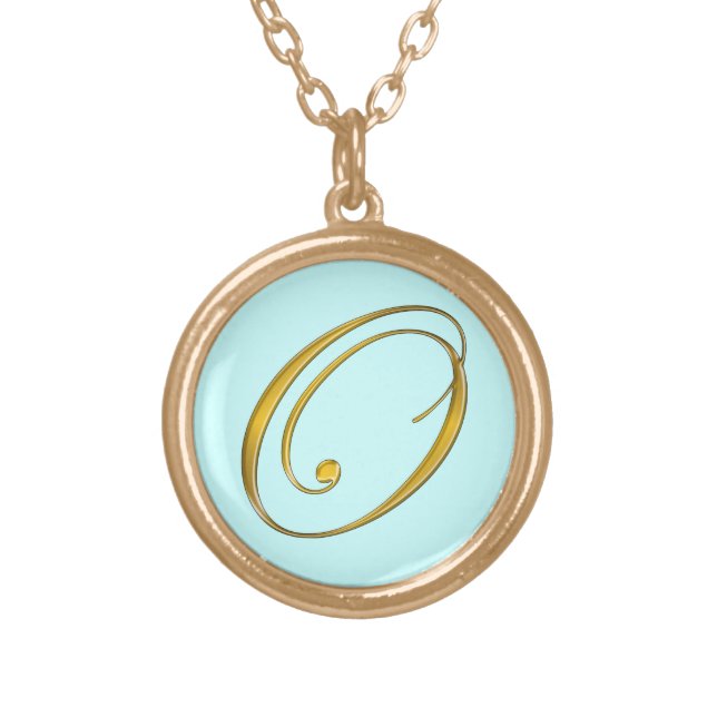 Gold Monogram O Initial Necklace (Front)
