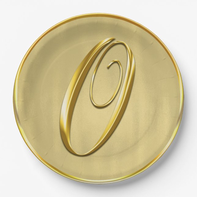Gold Monogram O Wedding Custom Monograms Weddings Paper Plates (Front)