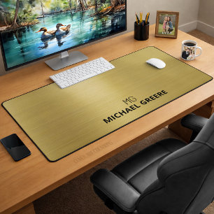 Gold Monogram Office Desk Mat