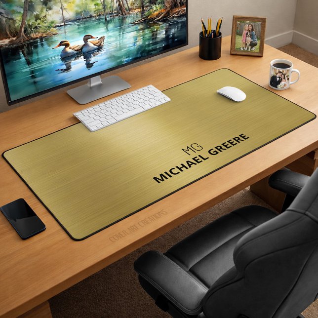 Gold Monogram Office Desk Mat (Creator Uploaded)
