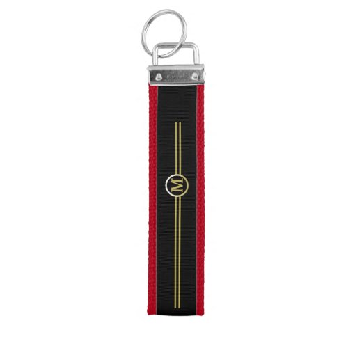 Gold Monogram on black background  Wrist Keychain