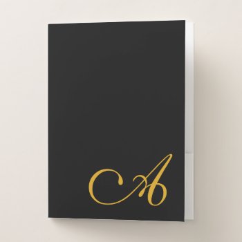 Gold Monogram On Black Formal Pocket Folder by theWritingDesk at Zazzle