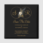 Gold Monogram On Black Wedding Save The Date  Magnet<br><div class="desc">Elegant Gold Monogram On Black Wedding Save The Date Magnet. Share your special moments with your family and friends in style. Easy to customize with your unique save the date information. Get yours today!</div>