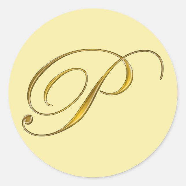 Gold Monogram P Envelope Seal Label Sticker (Front)