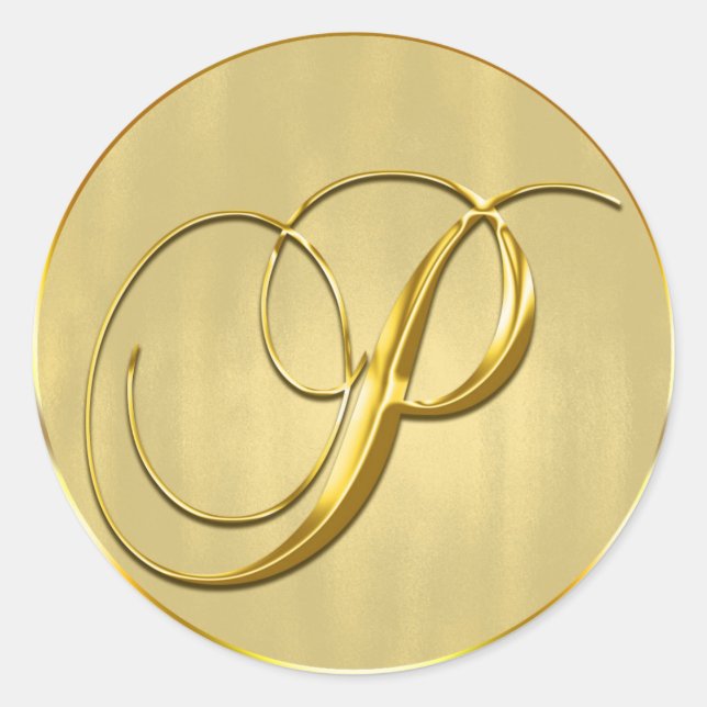 Gold Monogram P Seal Wedding Invitation Holiday (Front)